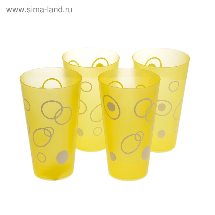 Набор стаканов «Круг», 4 шт, 400 мл, цвет жёлтый - Фото 1