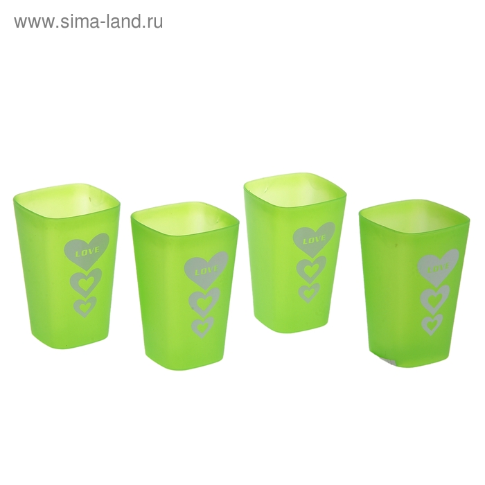 Набор стаканов голубых Love, 4 шт, 250 мл, цвет зелёный - Фото 1