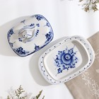 Маслёнка фарфор «Тюльпан», 16×10.5×10 см, гжель - Фото 13