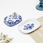 Маслёнка фарфор «Тюльпан», 16×10.5×10 см, гжель - Фото 3