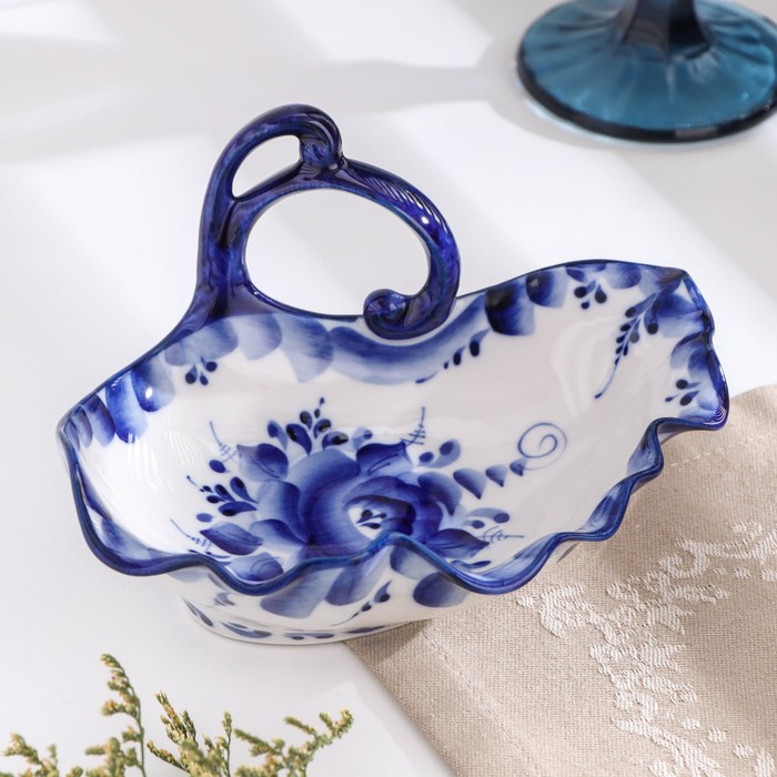 Салатник керамический «Цветок», 17.5×13.5×8 см, гжель - Фото 1