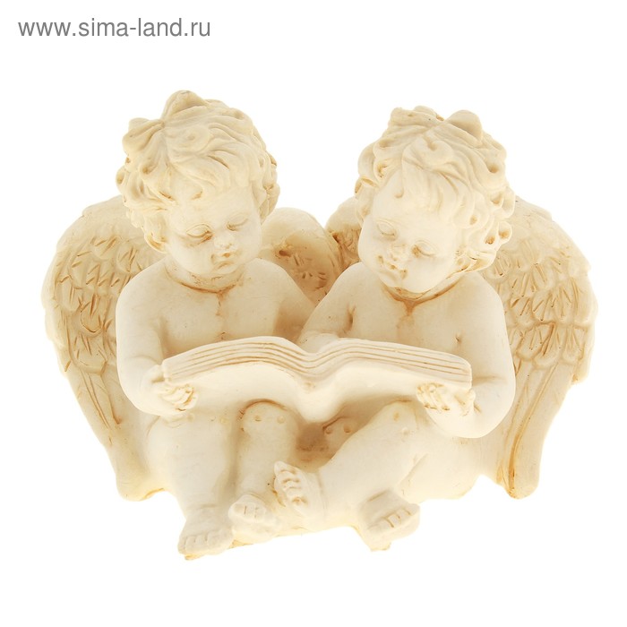 Сувенир полистоун "Два ангелочка беж с книгой" 7х9,5х5,5 см - Фото 1