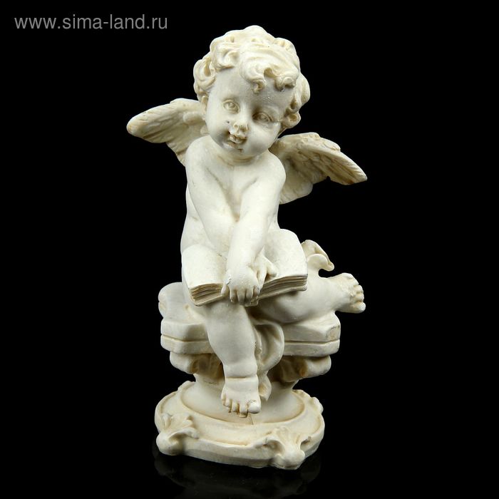 Сувенир полистоун "Ангелочек бежевый на ажурной колонне" 10х5,5х5,5 см - Фото 1