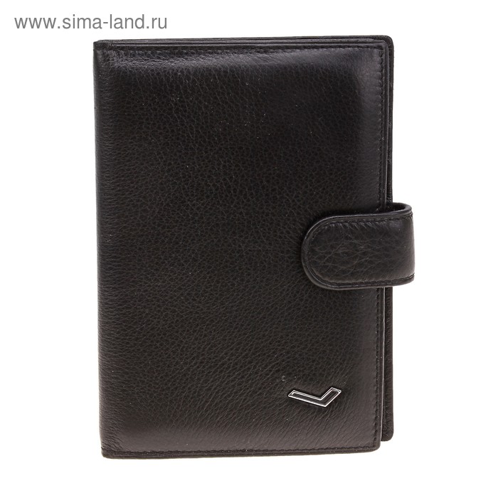 обложка д/автодок+паспорт 2/1  L- 303-А 10*14*1cм,нат кожа, д/кредит, чёрный - Фото 1
