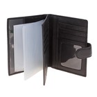 обложка д/автодок+паспорт 2/1  L- 303-А 10*14*1cм,нат кожа, д/кредит, чёрный - Фото 2