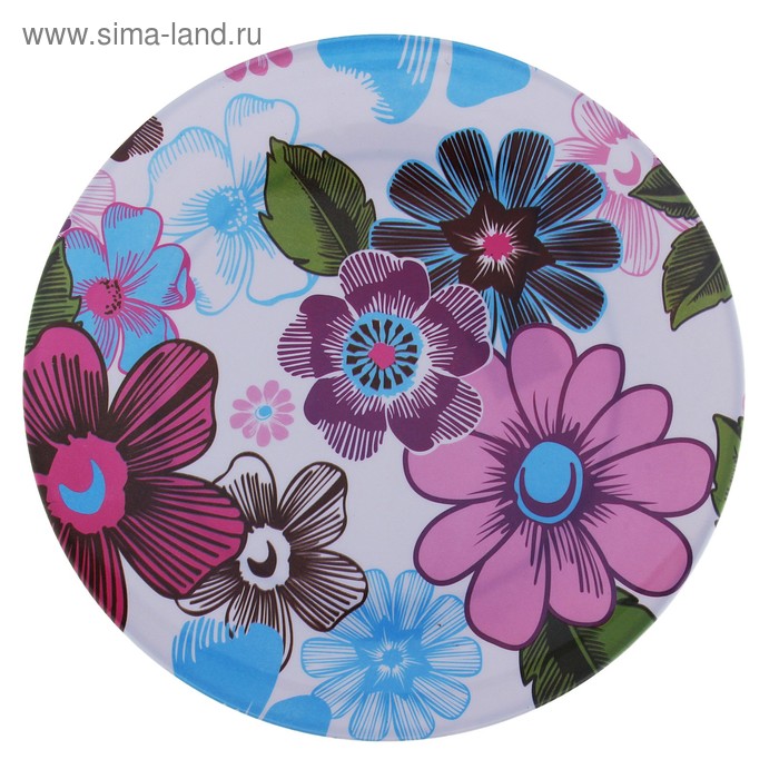 Тарелка круглая «Черничный букет», 28 см, цвет лазурный - Фото 1