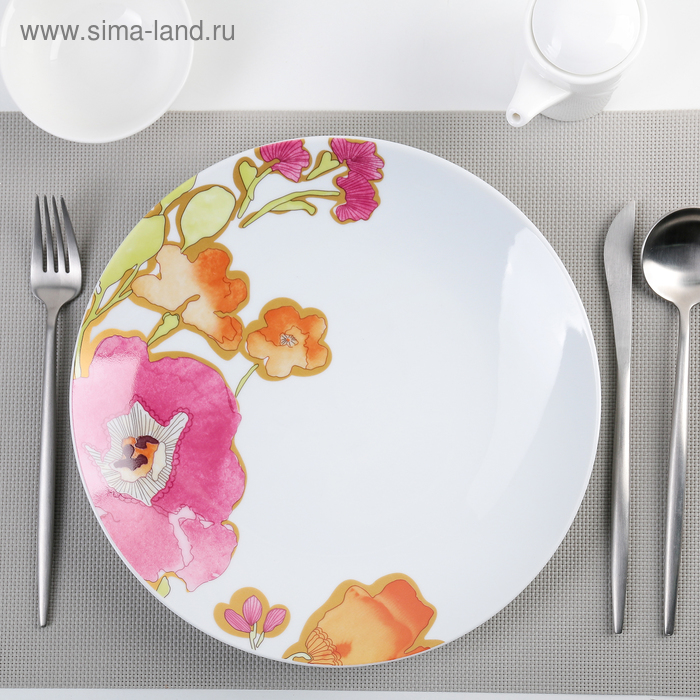 Тарелка керамическая обеденная «Акварель лета», d=27 см, цвет белый - Фото 1