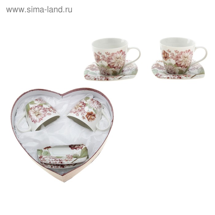 Сервиз чайный "Обаяние цветка", 4 предмета: 2 чашки 230 мл, 2 блюдца - Фото 1