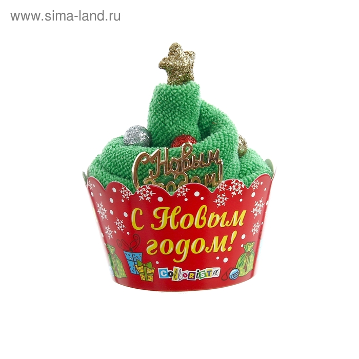 Полотенце сувенирное "Collorista" в стаканчике С новым годом 25 х 25 см микрофибра - Фото 1