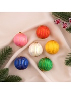 Ёлочные игрушки «Золотая нить», шары новогодние, d=4 см, набор 6 шт., МИКС 700979