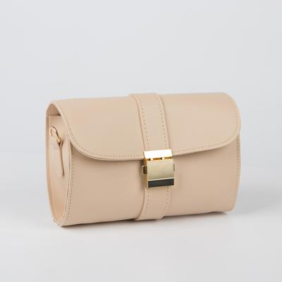 Сумка-мессенджер, отдел на клапане, длинный ремень, цвет бежевый