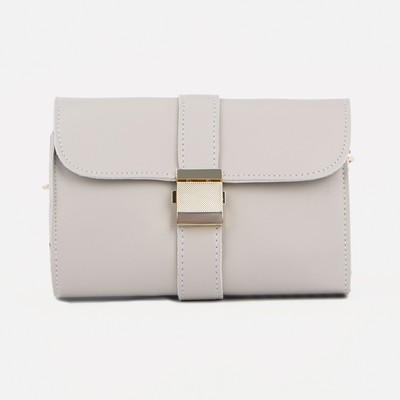 Сумка-мессенджер, отдел на клапане, длинный ремень, цвет серый