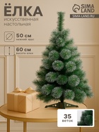 Искусственная ёлка настольная «Зимнее волшебство. Кедр с серебром», 60 см, d нижнего яруса 50 см, d иголок 10 см, 35 веток отгибаются - Фото 1