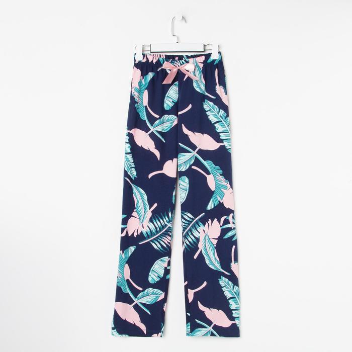 Брюки домашние прямые женские KAFTAN Tropical dream, размер 40-42, синие