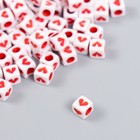 Набор бусин для творчества пластик "Красное сердечко в кубе" 20 гр 0,5х0,5 см - фото 318647554