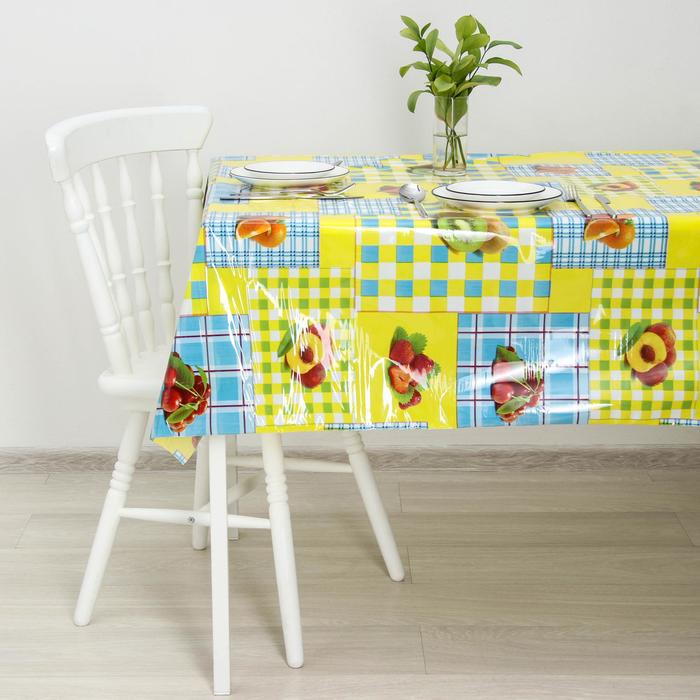 Клеёнка на стол ПВХ «Фрукты», ширина 137 см, толщина 0,08 мм, рулон 30 метров - Фото 1