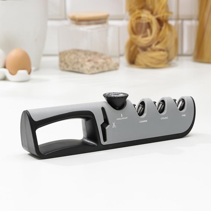 Точилка Hi-tech, 4 в 1, с регулятором угла заточки, серая - Фото 1