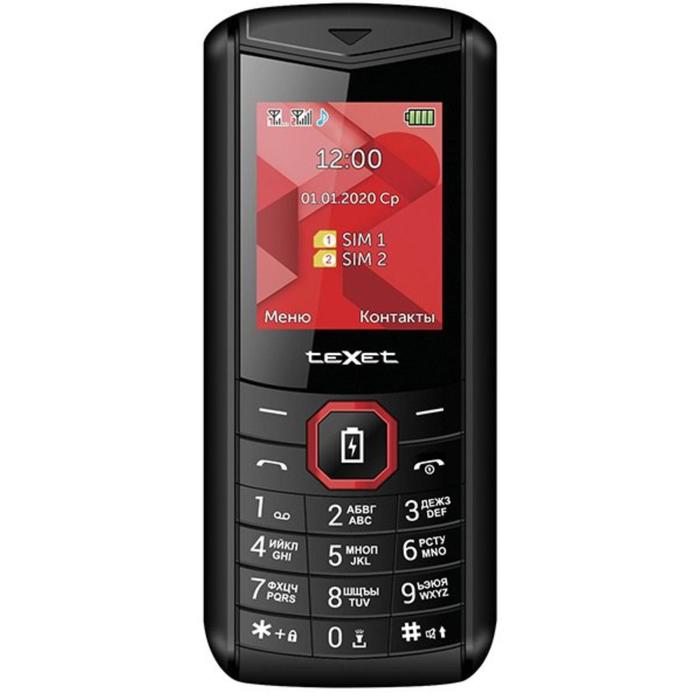 Сотовый телефон TEXET TM-D206, 1.77", 2sim, microSD, 2500мАч, чёрно-красный - Фото 1