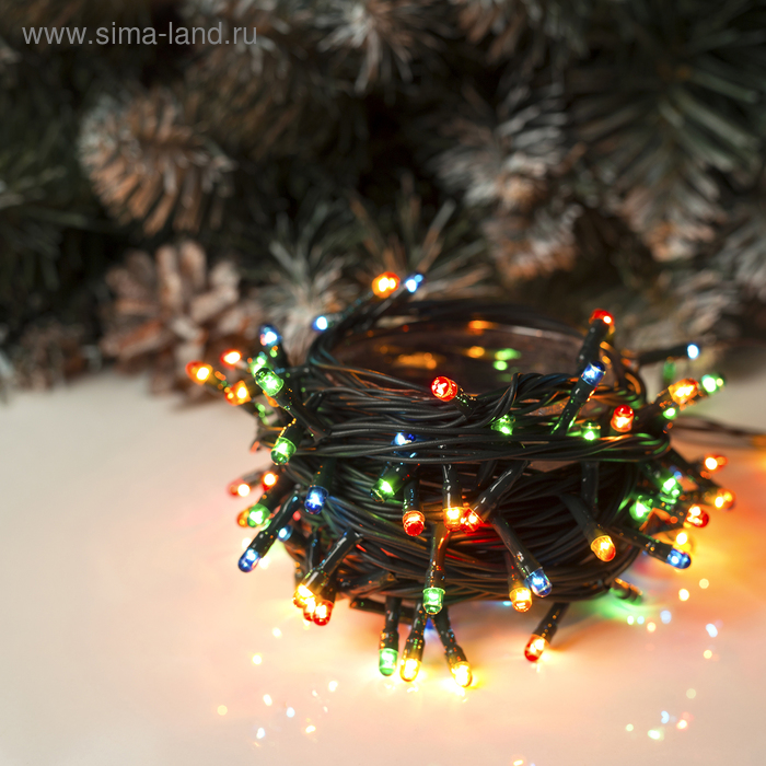 НИТЬ, 4.5 м, Н.Т. 100 ламп, 220V, контр. 8 режимов, МУЛЬТИ (упаковка микс) - Фото 1