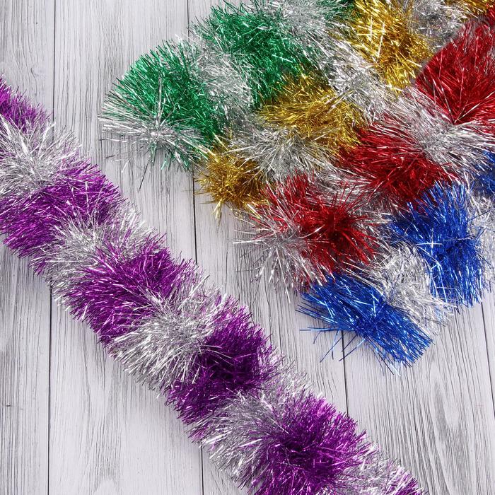 Мишура новогодняя «Зимнее волшебство. Двухцветная», d=9 см, 200 см, МИКС - Фото 1