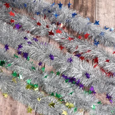Мишура новогодняя «Зимнее волшебство. Ажурная звезда», d=8 см, 200 см, МИКС