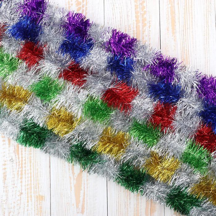 Мишура новогодняя «Зимнее волшебство. Узкая двухцветная», d=4 см, 200 см, МИКС - Фото 1