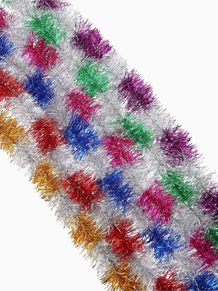 Мишура новогодняя «Зимнее волшебство. Узкая двухцветная», d=4 см, 200 см, МИКС - Фото 1