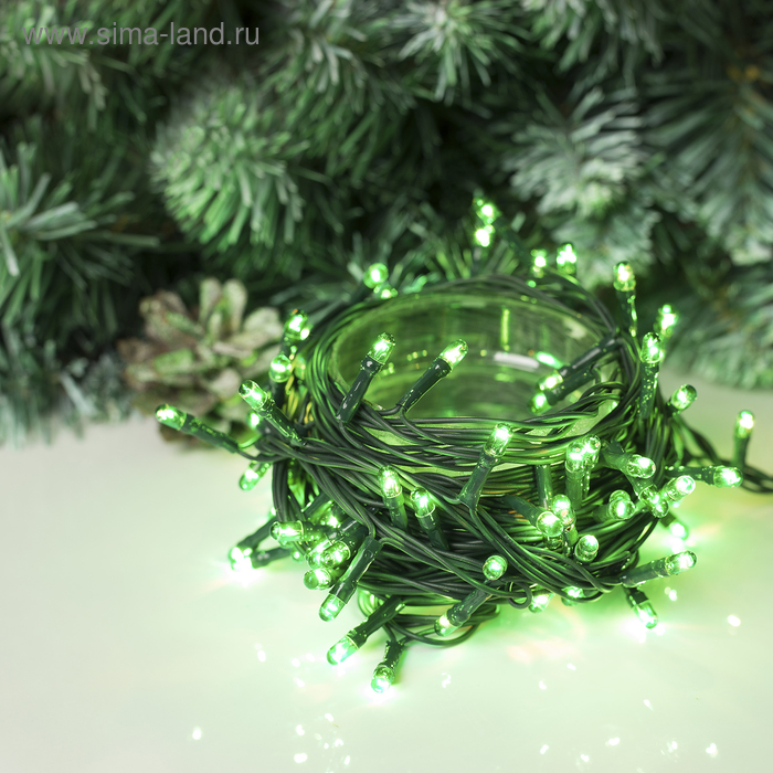 НИТЬ, 4.5 м, Н.Т. 100 ламп, 220V, контр. 8 режимов, ЗЕЛЕНЫЙ - Фото 1