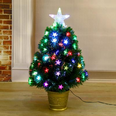 Ёлка светодиодная «Звезда» 60 см, диаметр нижнего яруса 35 см, 55 ПВХ веток, мигание, свечение мульти