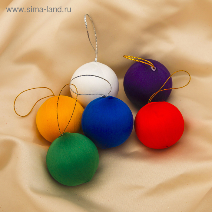 Набор шаров пластик d-4 см, 6 шт "Текстильный глянец" микс - Фото 1