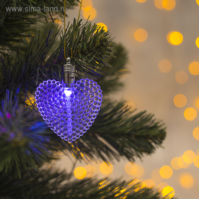 Подвеска световая "Сердечко" (батарейки в комплекте) 7 см, МИКС, 1 LED, RGB - Фото 1