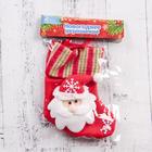 Носок для подарков "Дед Мороз и снежинки" 15х13 см, бело-красный - фото 8229793