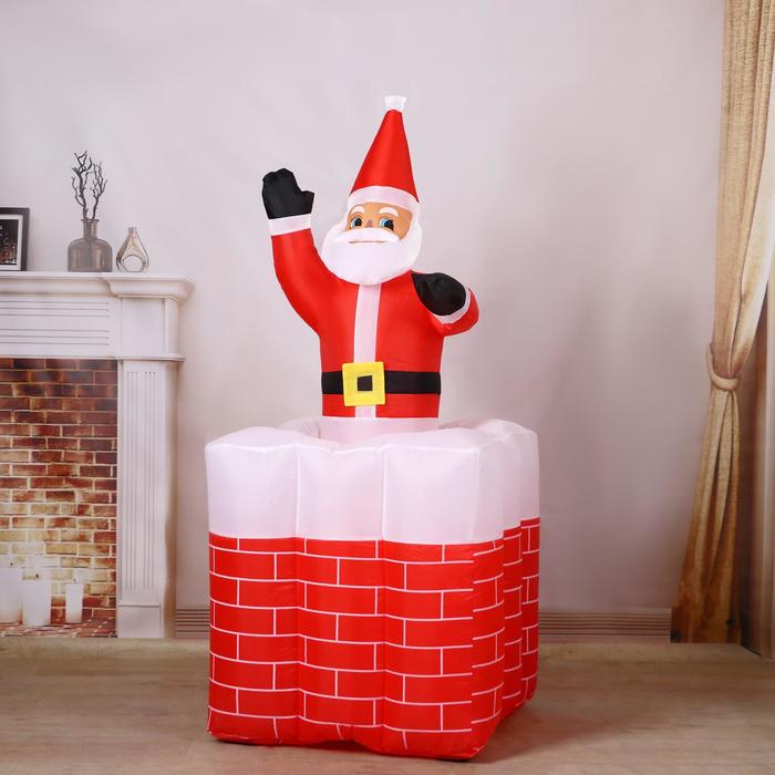 Надувная фигура "Дед Мороз" вылезает из трубы, 150 см - фото 2040818