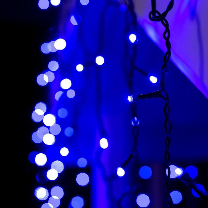 Гирлянда «Бахрома» 4 × 0.6 м, IP44, тёмная нить, 180 LED, свечение синее, 8 режимов, 220 В - фото 1899452752