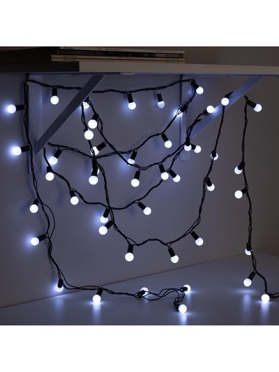 Гирлянда «Нить» 20 м с насадками «Шарики 1.5 см», IP44, тёмная нить, 200 LED, свечение белое, 8 режимов, 220 В