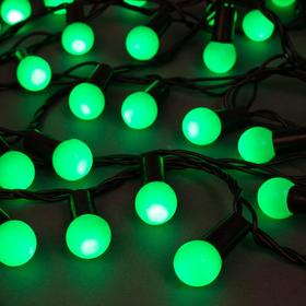 Гирлянда «Нить» 20 м с насадками «Шарики 1.5 см», IP44, тёмная нить, 200 LED, свечение зелёное, 8 режимов, 220 В