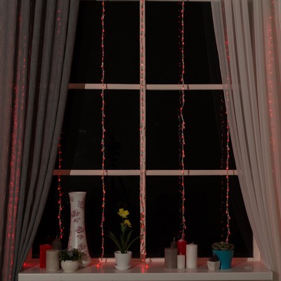 Гирлянда «Водопад» 2 × 1.5 м, IP20, прозрачная нить, 400 LED, свечение красное, 8 режимов, 220 В