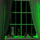 Гирлянда "Водопад" 2 х 1.5 м , IP20, прозрачная нить, 400 LED, свечение зелёное, 8 режимов, 220 В - Фото 1