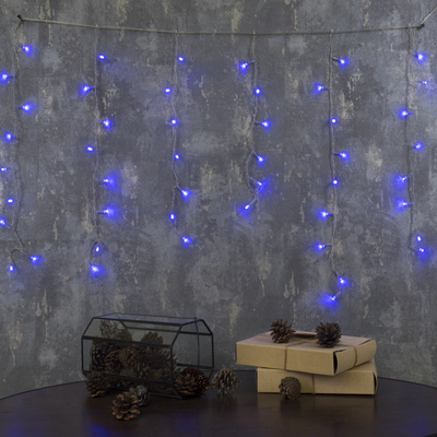 БАХРОМА, Ш:1.2 м, В:0.6 м, Н.С. LED-60-220V, контр. 8 режимов, СИНИЙ