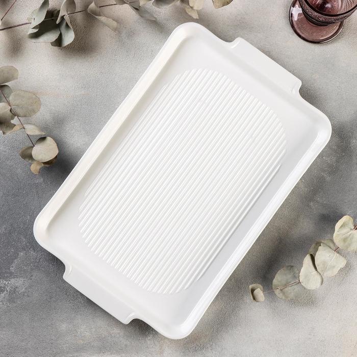 Блюдо для запекания Magistro «Бланш», 41.3×26 см, прямоугольное, фарфор, белое