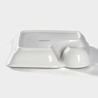 Блюдо фарфоровое с соусником Magistro «Бланш», соусник 60 мл, 18.5×17.5×4 см, белое - Фото 4