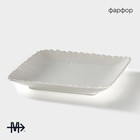 Пирожковая тарелка Magistro «Цветок Бланш», 22.5×22.5 см, квадратная, фарфор, белая - Фото 2
