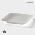 Тарелка Magistro «Цветок Бланш», 26.5×26.5 см, квадратная, фарфор, белая - Фото 2