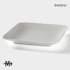 Тарелка Magistro «Цветок Бланш», 30×30 см, квадратная, фарфор, белая - Фото 2