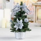 Искусственная ёлка настольная «Зимнее волшебство. Снежные шарики», 20 см, ПВХ ветки отгибаются, серебристый - Фото 3