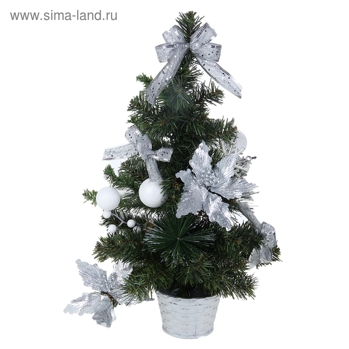 елка декор 50 см снежные шарики серебро - Фото 1