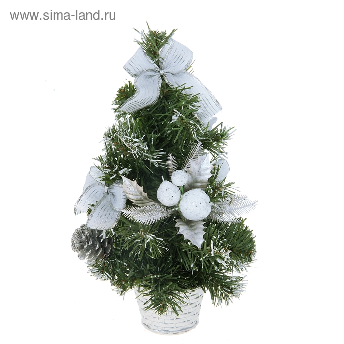 елка декор 30 см полосатые ленточки белая - Фото 1