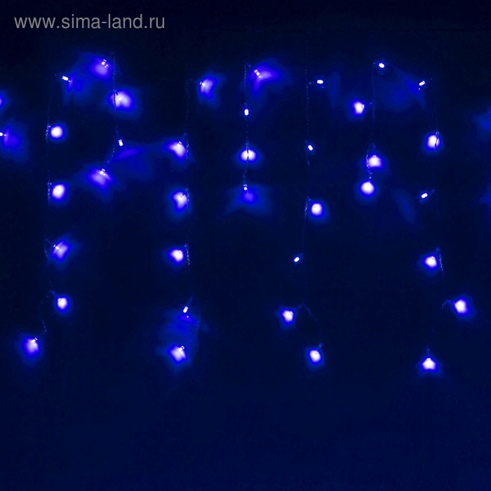 БАХРОМА, Ш:2.4 м, В:0.6 м, Н.С. LED-120-220V, контр. 8 режимов, СИНИЙ - Фото 1