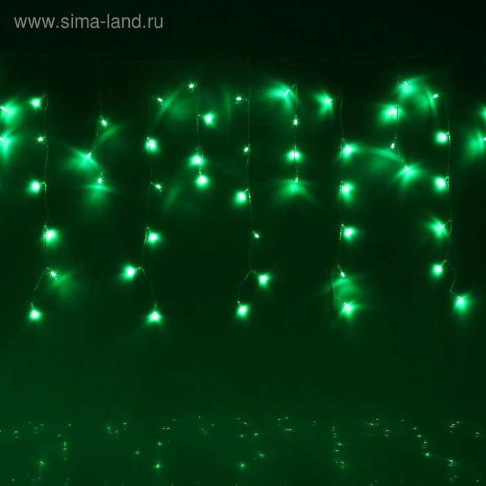 БАХРОМА, Ш:4.8 м, В:0.6 м, Н.С. LED-180-220V, контр. 8 режимов, ЗЕЛЕНЫЙ - Фото 1