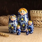 Матрёшка 5-ти кукольная "Нина" синяя , 13см, ручная роспись. - фото 4057874